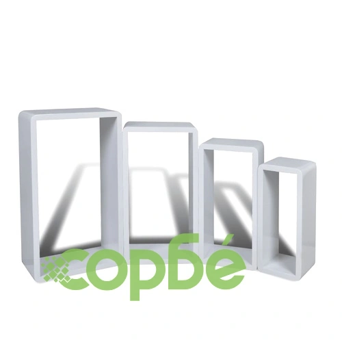 Стенни кубични рафтове, 8 бр, бели ➤ топ цена ➤ sorbe.bg