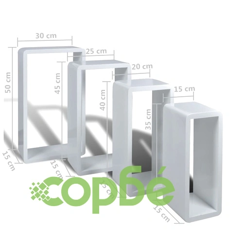 Стенни кубични рафтове, 8 бр, бели ➤ топ цена ➤ sorbe.bg