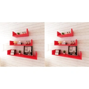 Стенни рафтове, 6 бр, червени