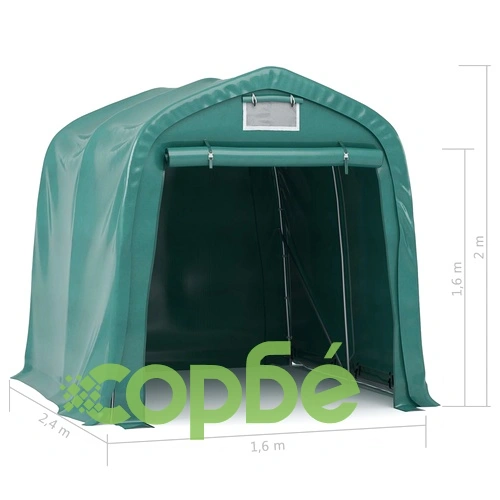 Гаражна тента, PVC, 1,6х2,4 м, зелена ➤ топ цена ➤ sorbe.bg