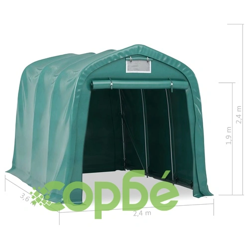 Гаражна тента, PVC, 2,4х3,6 м, зелена ➤ топ цена ➤ sorbe.bg