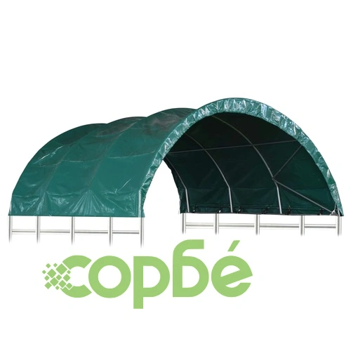 Навес за животни, PVC, 3,7x3,7 м, зелен ➤ топ цена ➤ sorbe.bg