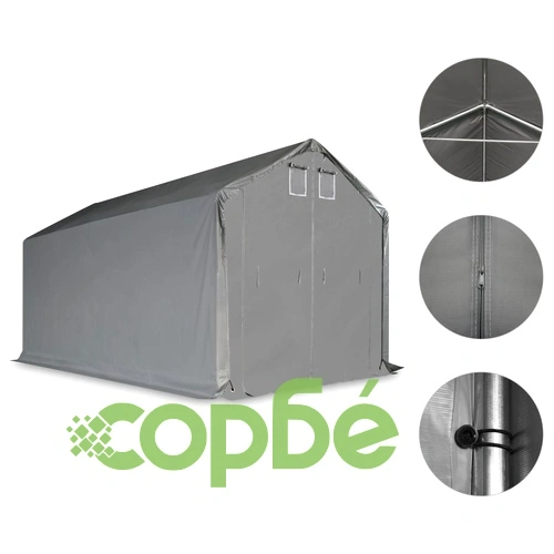 Палатка за съхранение, PVC, 4x8 м, сива ➤ топ цена ➤ sorbe.bg