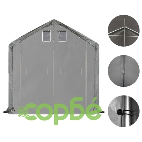 Палатка за съхранение, PVC, 4x8 м, сива ➤ топ цена ➤ sorbe.bg