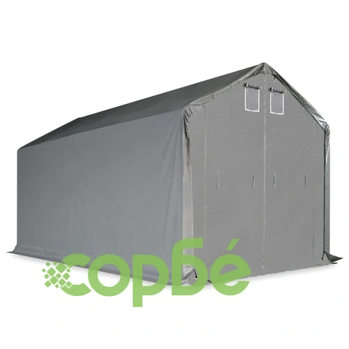 Палатка за съхранение, PVC, 4x8 м, сива ➤ топ цена ➤ sorbe.bg