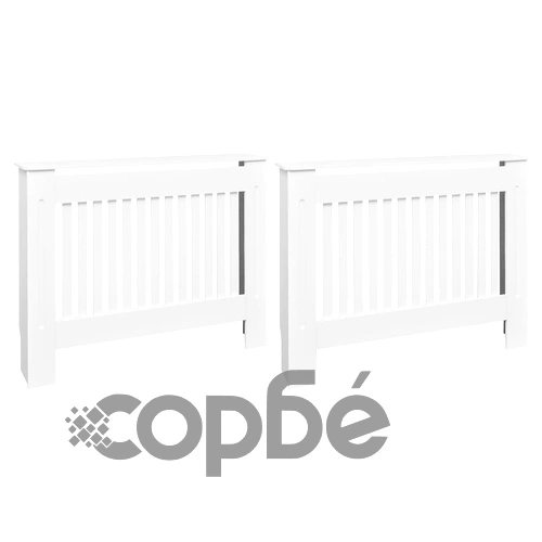 Паравани за радиатори, 2 бр, бели, MDF, 112 см ➤ топ цена ➤ sorbe.bg
