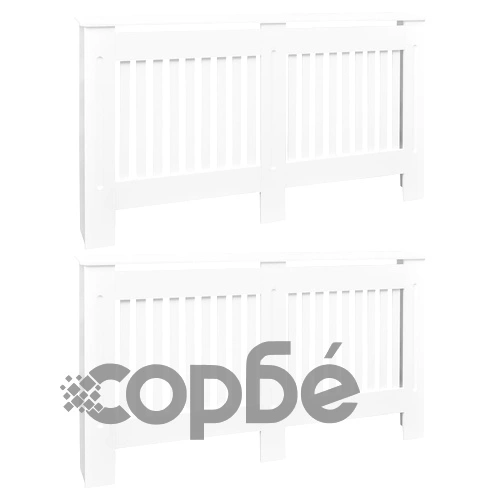 Паравани за радиатори, 2 бр, бели, MDF, 152 см ➤ топ цена ➤ sorbe.bg