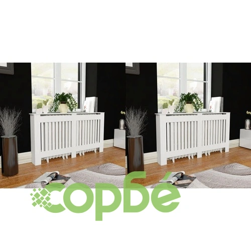 Паравани за радиатори, 2 бр, бели, MDF, 152 см ➤ топ цена ➤ sorbe.bg