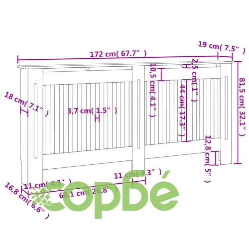 Паравани за радиатори, 2 бр, бели, MDF, 172 см ➤ топ цена ➤ sorbe.bg