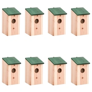 Къщички за птички, 8 бр, дървени, 12x12x22 см