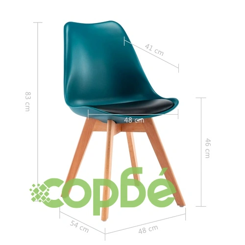 Трапезни столове, 6 бр, тюркоаз и черно, изкуствена кожа ➤ топ цена ➤ sorbe.bg