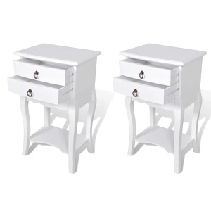 Нощни шкафчета с чекмеджета, 2 бр, бели