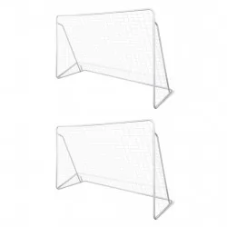Футболни врати с мрежи, стомана, 2 бр, 240x90x150 см