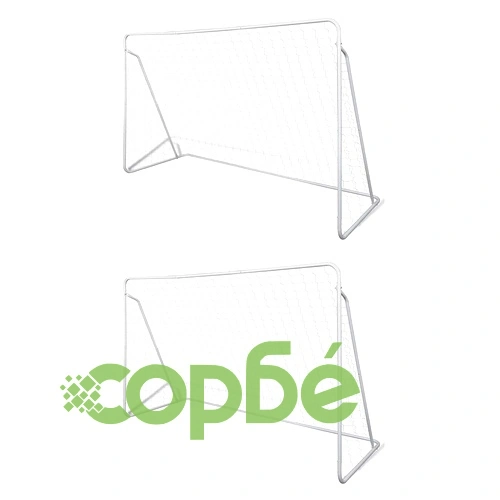 Футболни врати с мрежи, стомана, 2 бр, 240x90x150 см ➤ топ цена ➤ sorbe.bg