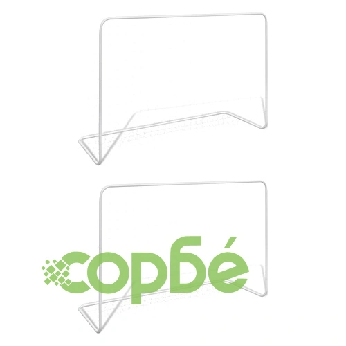 Футболни врати, 2 бр, с мрежи, 182x61x122 см, стомана, бели ➤ топ цена ➤ sorbe.bg