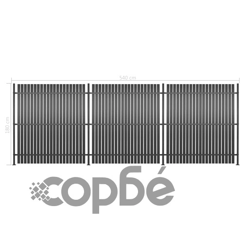 Оградни панели, 3 бр, алуминий, 540x180 см, антрацит ➤ топ цена ➤ sorbe.bg