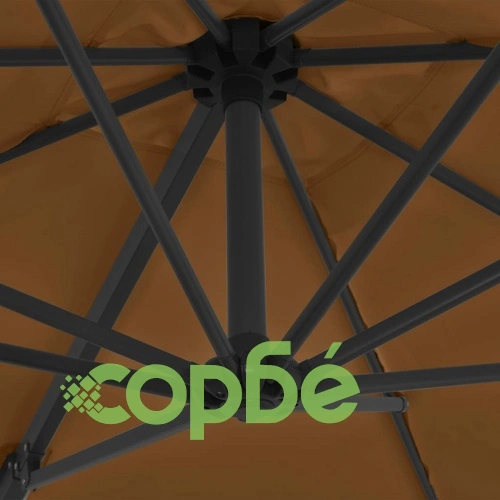Алуминиев градински чадър, с преносима основа, таупе ➤ топ цена ➤ sorbe.bg