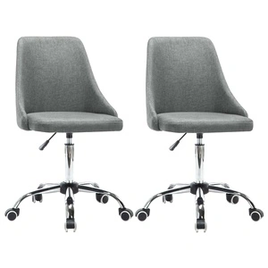 Офис столове с колелца, 2 бр, текстил, светлосиви