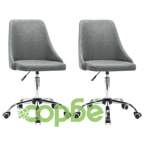 Офис столове с колелца, 2 бр, текстил, светлосиви ➤ топ цена ➤ sorbe.bg