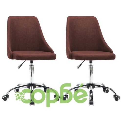 Офис столове на колелца, 2 бр, текстил, кафяви ➤ топ цена ➤ sorbe.bg