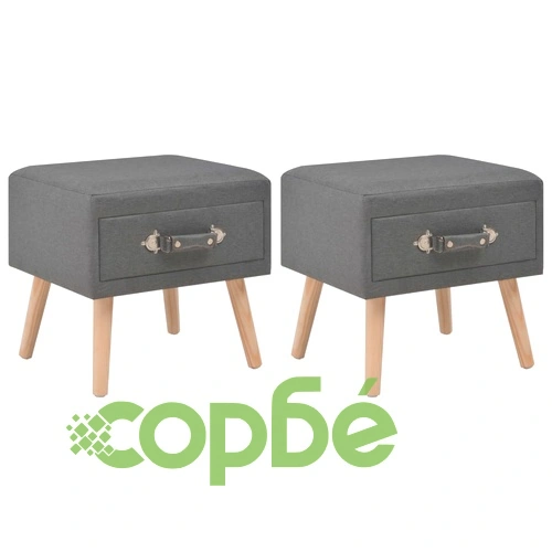 Нощни шкафчета, 2 бр, тъмносиви, 40x35x40 см, плат ➤ топ цена ➤ sorbe.bg