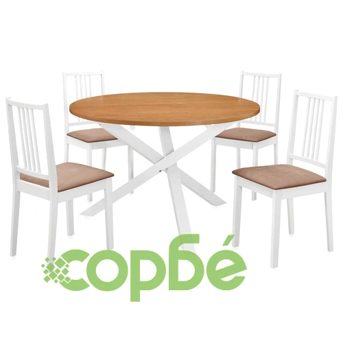 Трапезен комплект от 5 части, МДФ, бял ➤ топ цена ➤ sorbe.bg