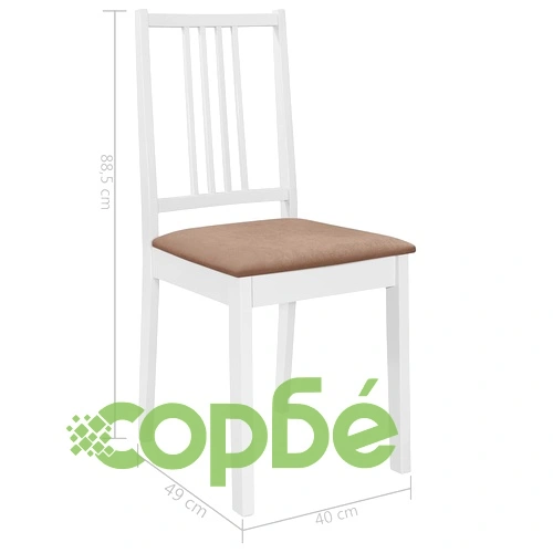 Трапезни столове с тапицерия, 6 бр, бели, масивна дървесина  ➤ топ цена ➤ sorbe.bg