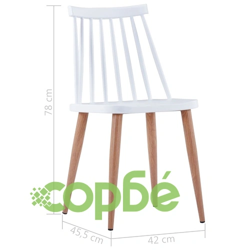 Трапезни столове, 6 бр, бели, пластмаса ➤ топ цена ➤ sorbe.bg