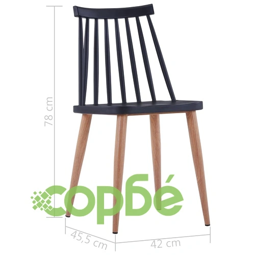 Трапезни столове, 6 бр, черни, пластмаса ➤ топ цена ➤ sorbe.bg