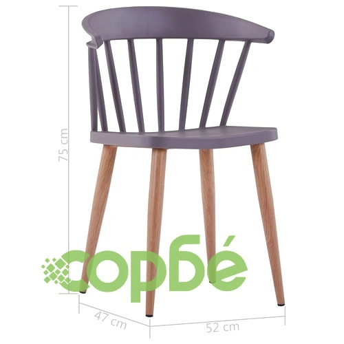 Трапезни столове, 4 бр, сиви, пластмаса ➤ топ цена ➤ sorbe.bg