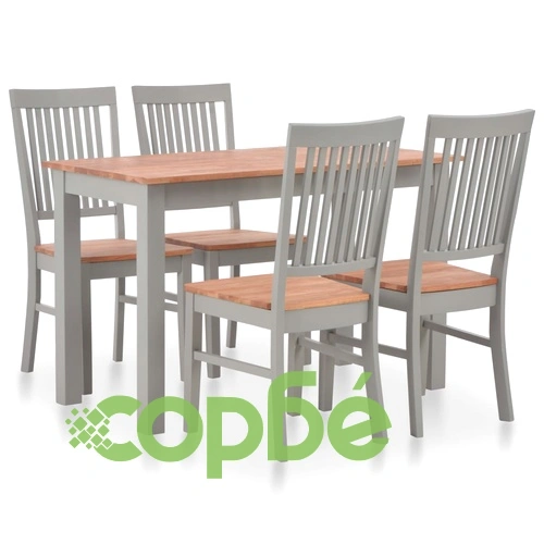 Трапезен комплект от 5 части, дъбова дървесина масив ➤ топ цена ➤ sorbe.bg