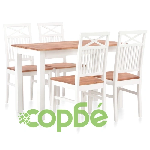 Трапезен комплект от 5 части, дъбова дървесина масив ➤ топ цена ➤ sorbe.bg