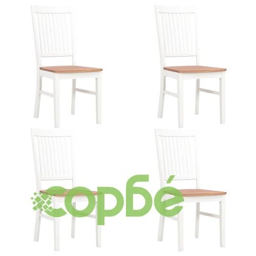 Трапезни столове, 4 бр, бели, дъбова дървесина масив ➤ топ цена ➤ sorbe.bg