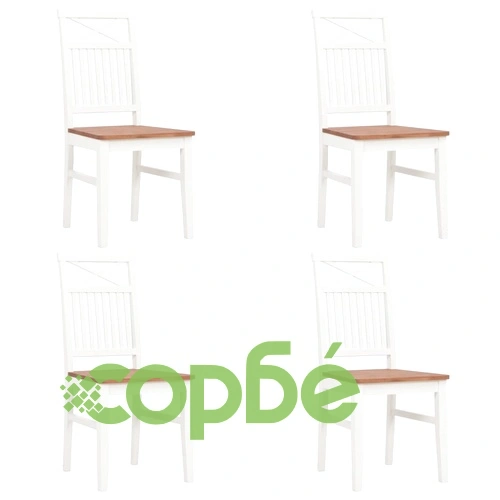 Трапезни столове, 4 бр, бели, дъбова дървесина масив ➤ топ цена ➤ sorbe.bg