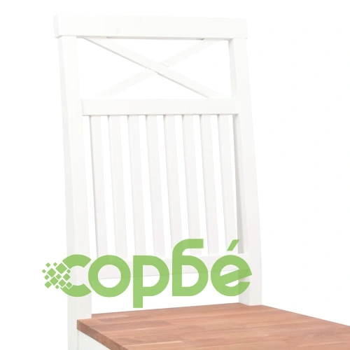 Трапезни столове, 6 бр, бели, дъбова дървесина масив ➤ топ цена ➤ sorbe.bg