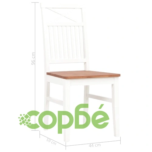 Трапезни столове, 6 бр, бели, дъбова дървесина масив ➤ топ цена ➤ sorbe.bg