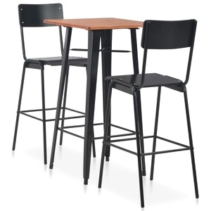 Бар комплект от 3 части, стомана, черен