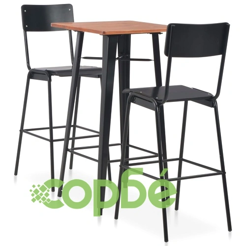 Бар комплект от 3 части, стомана, черен ➤ топ цена ➤ sorbe.bg