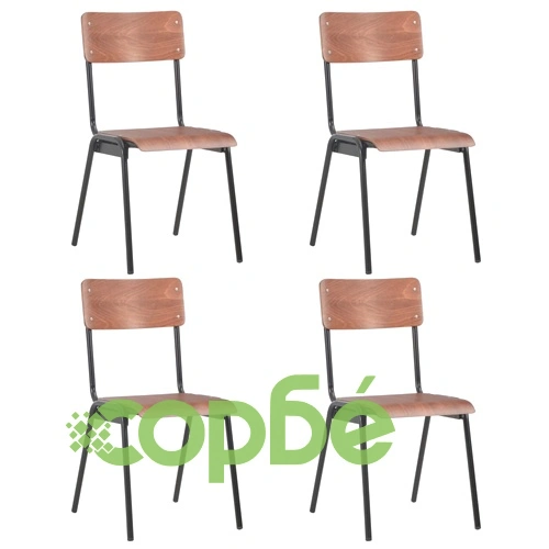 Трапезен комплект от 5 части, кафяв, твърд шперплат, стомана ➤ топ цена ➤ sorbe.bg