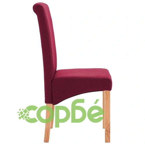 Трапезни столове, 6 бр, червени, текстил ➤ топ цена ➤ sorbe.bg