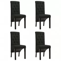 Трапезни столове, 4 бр, черни, плат