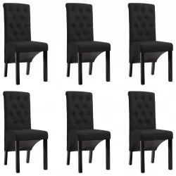 Трапезни столове, 6 бр, черни, плат