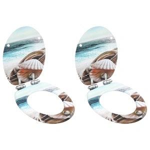 Тоалетни седалки с плавно затваряне, 2 бр, МДФ, морски дизайн