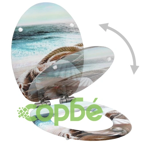 Тоалетни седалки с плавно затваряне, 2 бр, МДФ, морски дизайн ➤ топ цена ➤ sorbe.bg