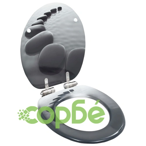 Тоалетни седалки с плавно затваряне, 2 бр, МДФ, дизайн камъни ➤ топ цена ➤ sorbe.bg