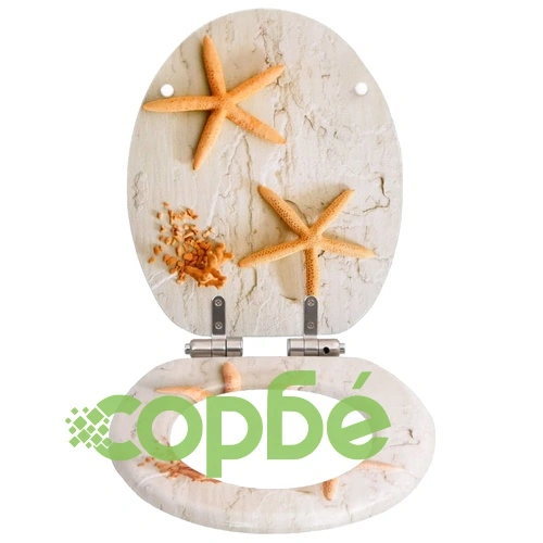 Тоалетни седалки с плавно затваряне, 2 бр, МДФ, морска звезда ➤ топ цена ➤ sorbe.bg