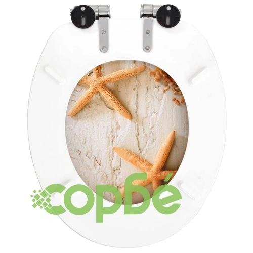 Тоалетни седалки с плавно затваряне, 2 бр, МДФ, морска звезда ➤ топ цена ➤ sorbe.bg