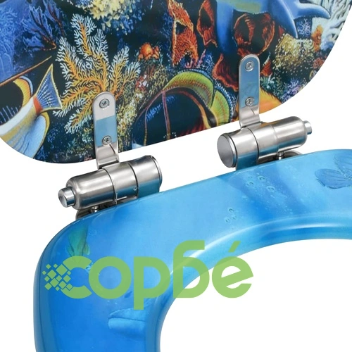 Тоалетни седалки с плавно затваряне, 2 бр, МДФ, дизайн делфини ➤ топ цена ➤ sorbe.bg