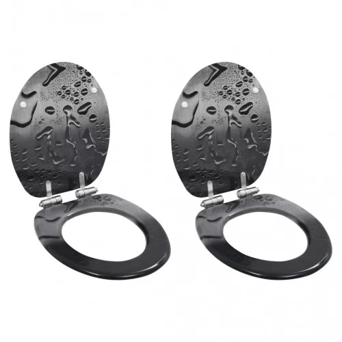 Тоалетни седалки с плавно затваряне, 2 бр, МДФ, водни капки ➤ топ цена ➤ sorbe.bg