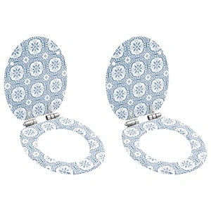 Тоалетни седалки с плавно затваряне, 2 бр, МДФ, дизайн порцелан